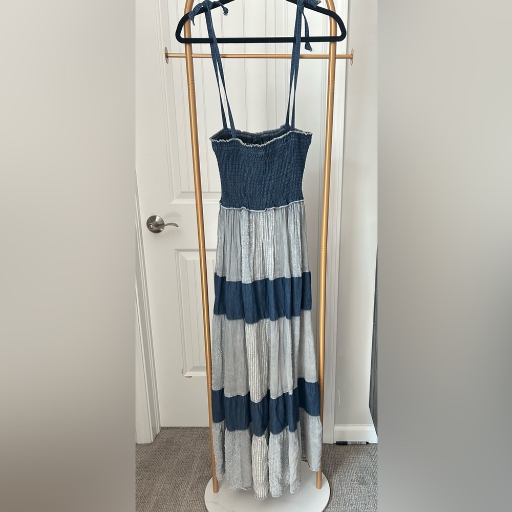 NWOT Blue and White Striped Maxi Dress